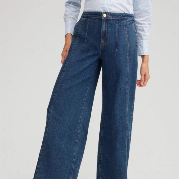 Chico's Dark Blue Flare palazzo Jeans - Picture 9 of 10